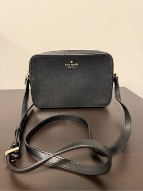 Kate Spade New York Black Leather Camera Crossbody Bag